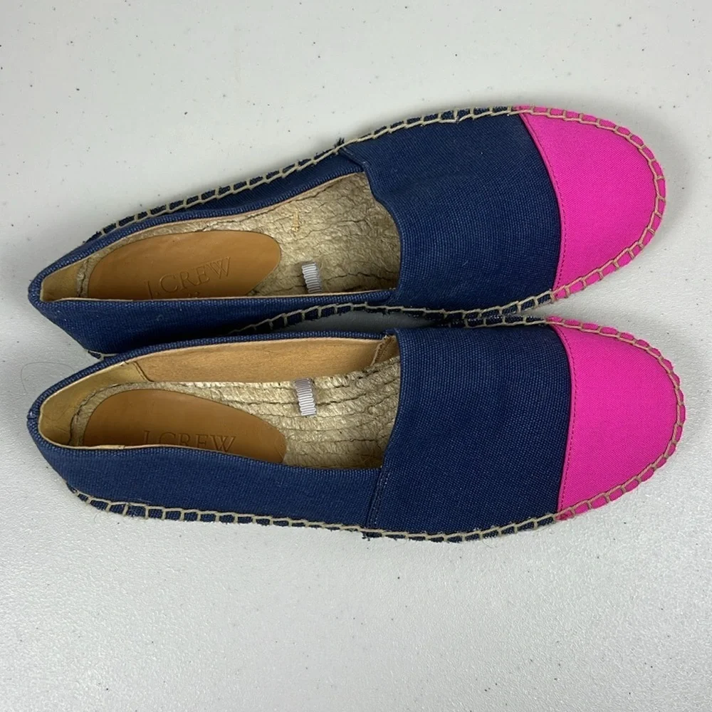 J.Crew Pink‎ Navy Blue Canvas size 7.5 EUC